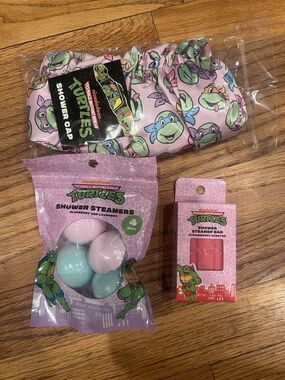 Teenage Mutant Ninja Turtle Shower Cap Bath Shower Steamer And Bar -New